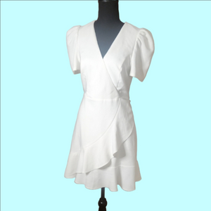 Betsey Johnson White Faux-wrap Dress, Size 4